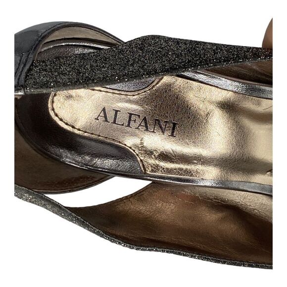 Alfani Fairfax Peep Toe Silver Platino Glitter High Heels - Picture 5 of 8